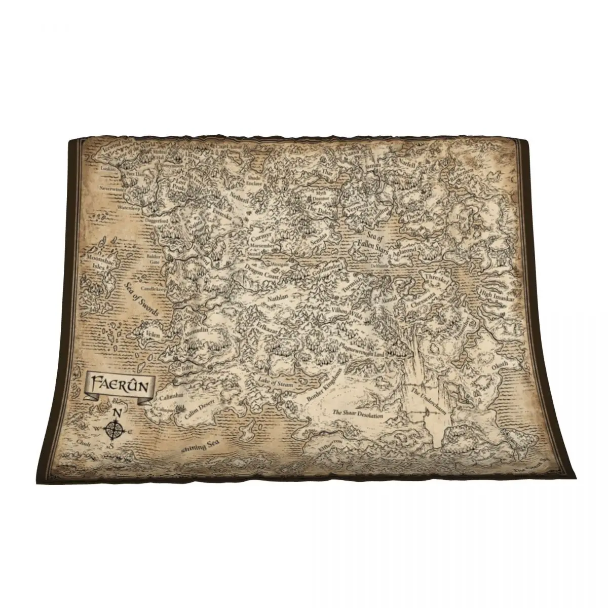 

Annotated Map Of Faerun Throw Blanket Flannels Soft halloween Blankets