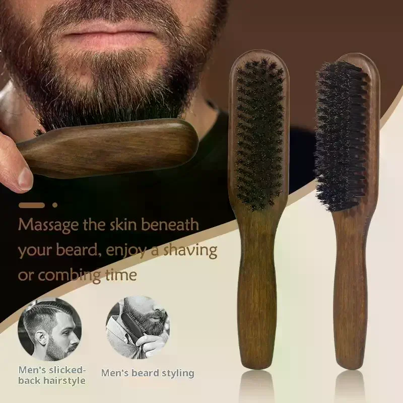 Wood Handle Boar Bristle Beard Brush Shaving Tool Hair Brush Wooden Men Beard Shaving Brush Hair Stylist Mustache Brushes