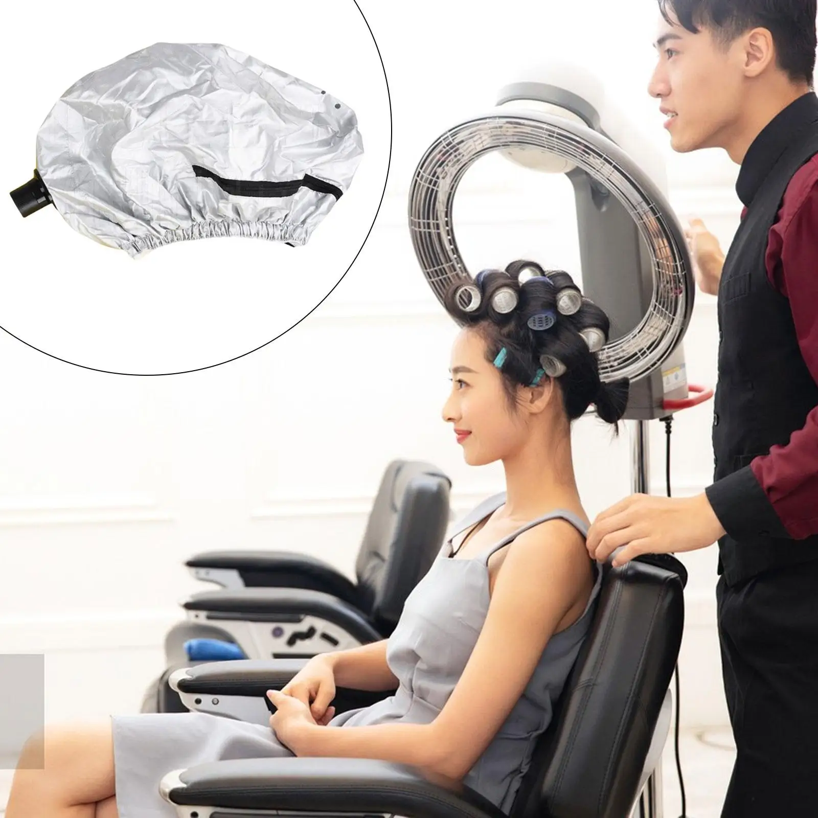 Portable Hair Drying Bonnet Cap with Long Tube for Quick Dry Blow Dryer Attachment Soft Hooded Styling Bonnet for Home Travel