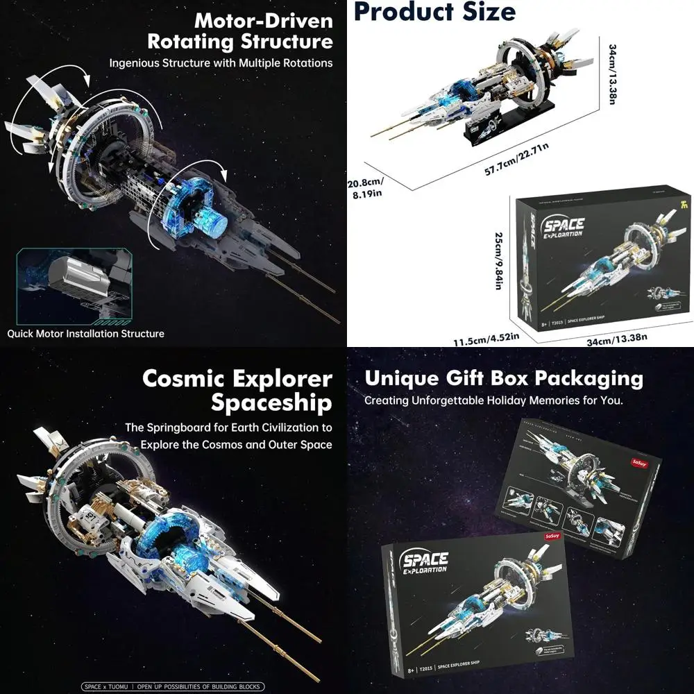 Set di giocattoli STEM Space Shuttle a LED motorizzato per età 8+, struttura rotante, ideale per ragazzi, ragazze e adolescenti