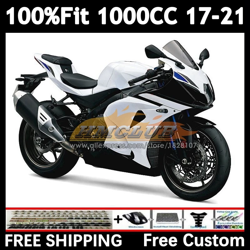 Body For SUZUKI GSX-R1000 white glossy GSXR 1000 2017 2018 2019 2020 2021 32No.136 GSXR-1000 K17 GSXR1000 17 18 19 20 21 Fairing