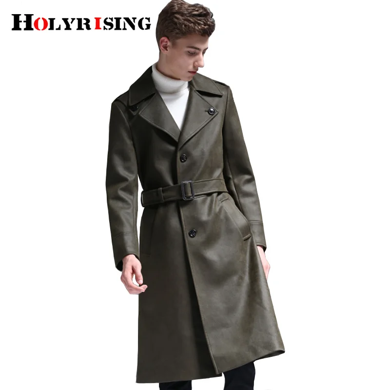 6XL Men Faux Suede windbreaker Trench Coat 2018 autumn and winter new single-breasted deerskin coat men Long Jackets 18547-5