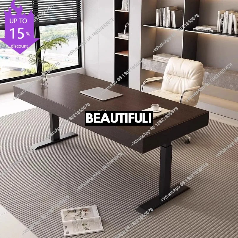 

Итальянский минималистичный интеллектуальный электрический подъемный стол с двумя моторами, современный, простой, из массива дерева.