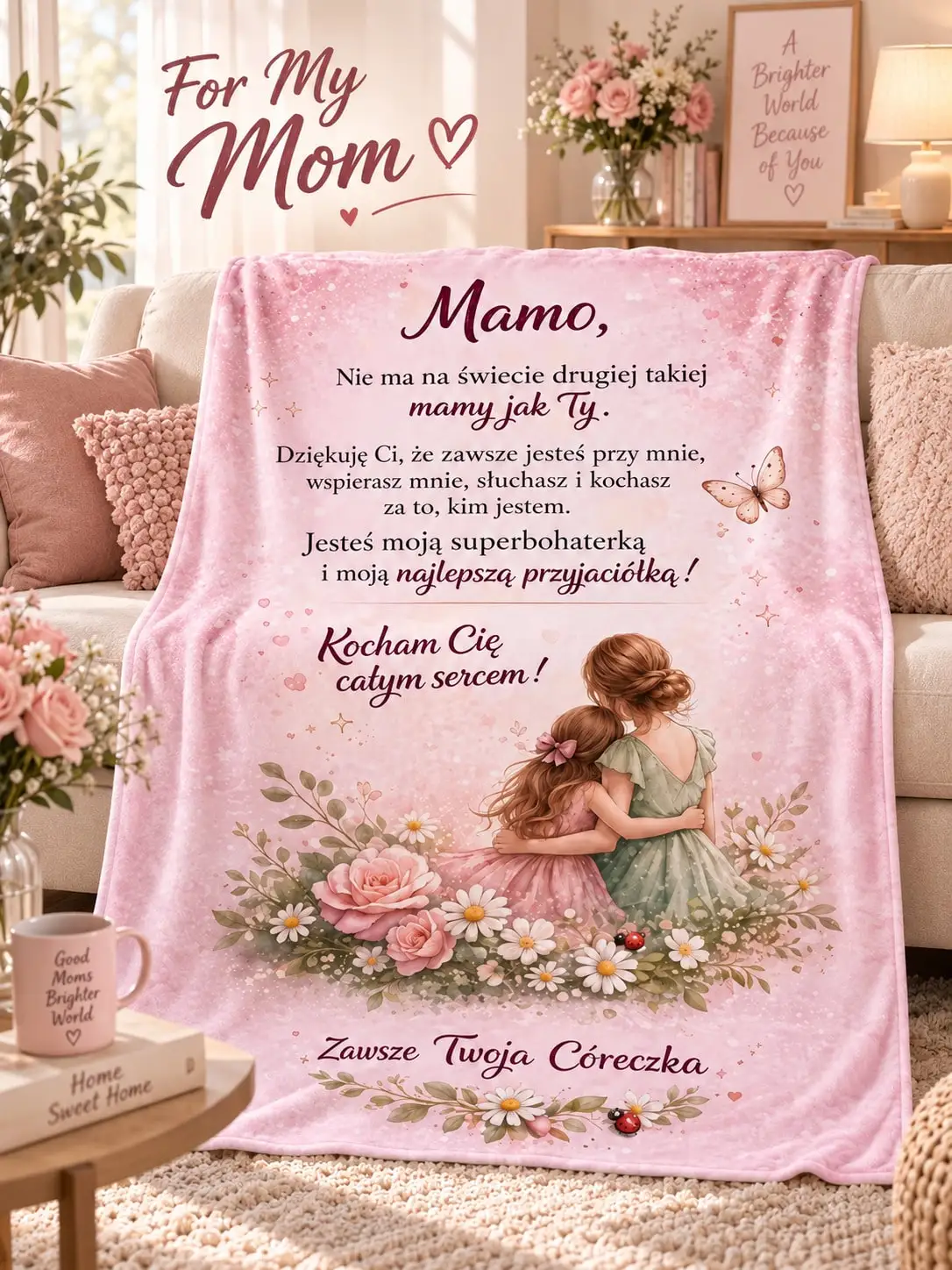 Mom Appreciation Flannel Blankets & Throws for Mom Gift Mother Appreciation Blanket for Mom Grandma Mother Family Loved One Birthday Anniversary Christmas Thanksgiving Gift Home Decor Living Room Bedroom Sofa Couch Bed Cover Cozy Warm Keepsake Sentim