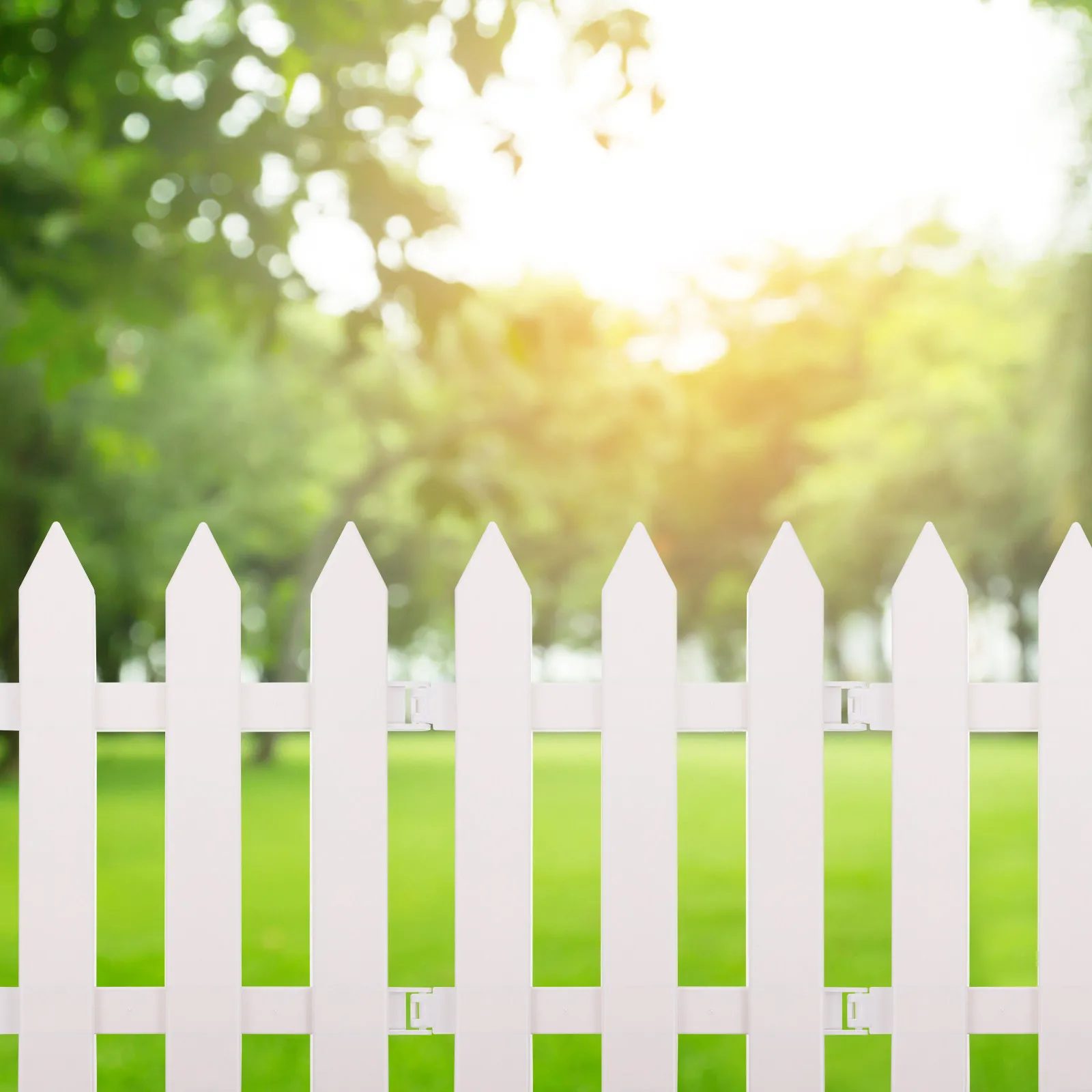 2Pcs Smooth White Plastic Garden Fence Pointed Head Stylish Decorative Picket Fence for Outdoor Lawn Patio Garden Protective