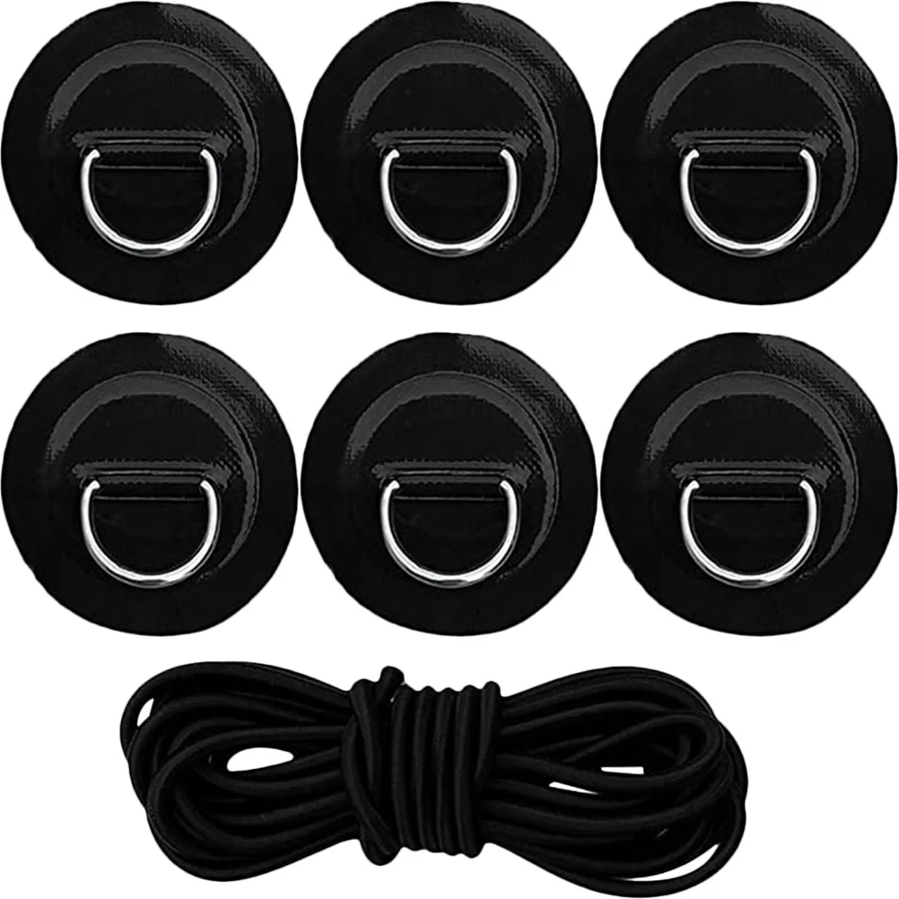 1Set Paddleboard D Rings Inflatable Kayak Accessories Strong Non-Rusting D Ring Pads with Stretch Rope for Outdoor Water Sports