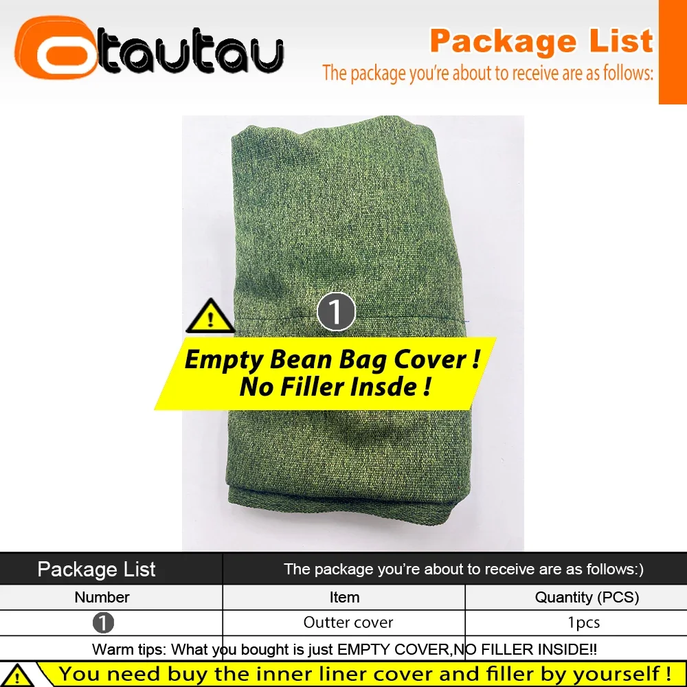 OTAUTAU Wholesale Quality Cotton Linen Bean Bag Cover SF342【No Filler Inside! You Need To Buy Filler By Yourself !】