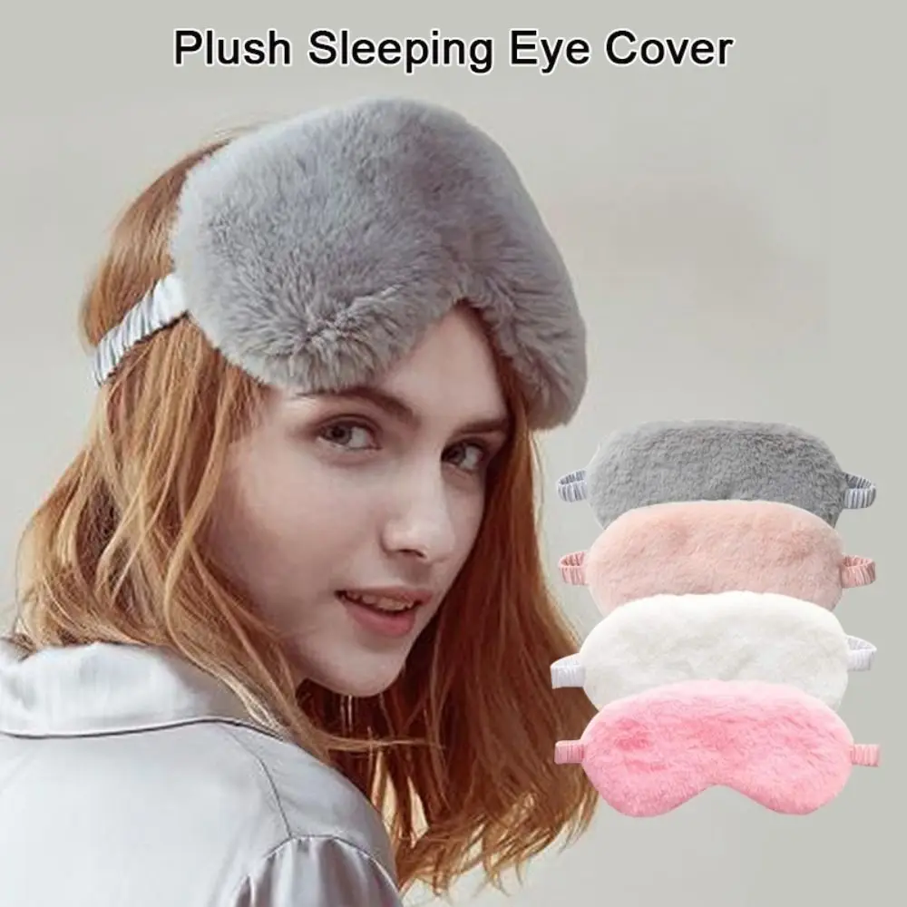 Breathable Cute Cloud Eye Cover Soft Faux Rabbit Fur Sleeping Blindfold Sleeping Mask