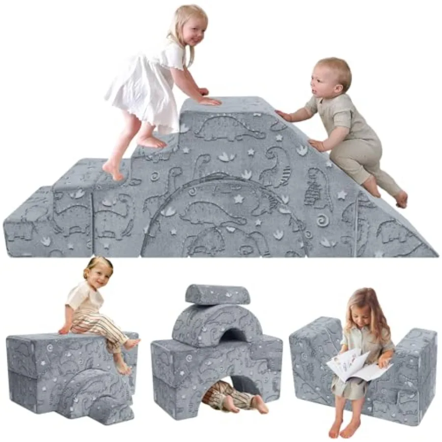 

Foam Climbing Toddler Couch Modular Sofa with Slide Stair Convertible Baby Couch for Playroom Sectional Furniture for Crawling