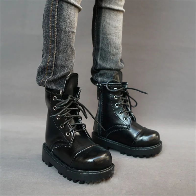 

BJD doll shoes are suitable for 1/3 1/4 MSD DD doll size fashionable personality black lacing military boots doll accessories