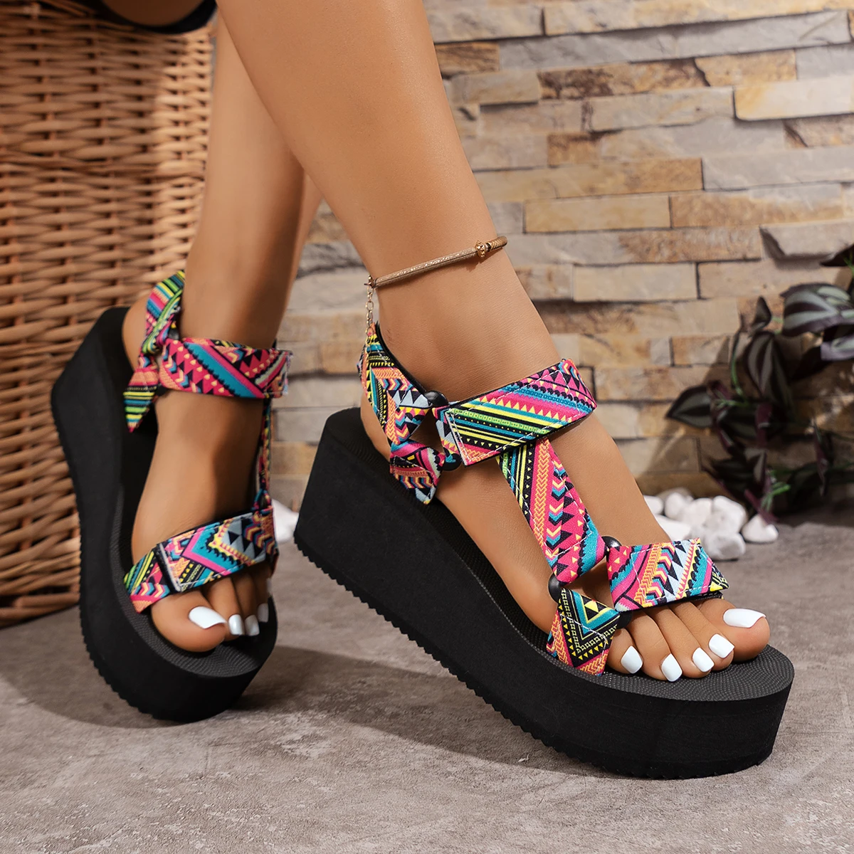 Summer Platform Flat Sandals Women 2024 Light Non-slip Beach Shoes Cute Rope Sandals for Women Comfort Gladiator Sandalias Mujer