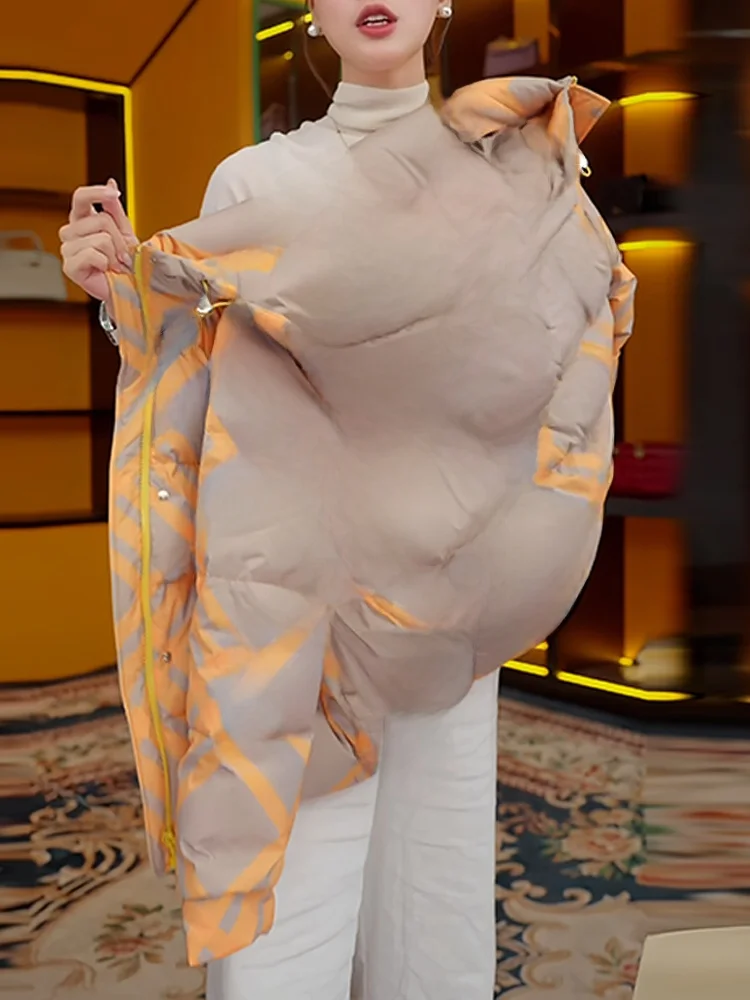 

Модная женская зимняя куртка оверсайз с капюшоном, цветными блоками и наполнителем из хлопка, новая стильная свободная хлопковая верхняя одежда