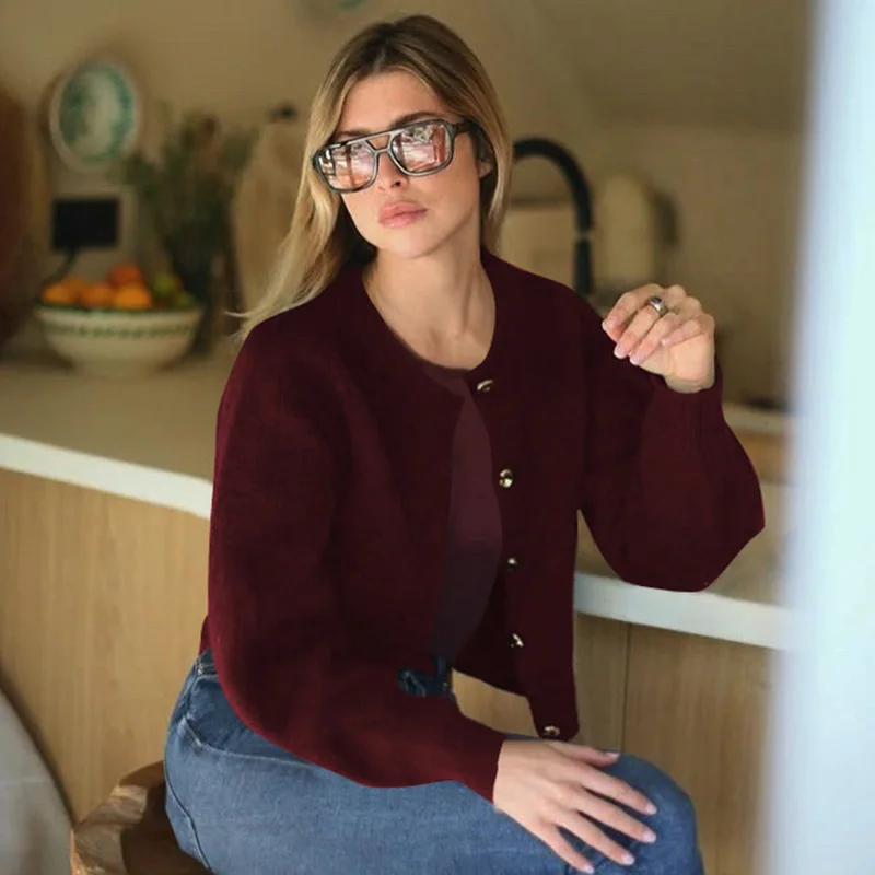 Tornova Beiläufige Gestrickte Strickjacke Für Frauen Langarm O hals Einreiher Pullover Mantel Weibliche Herbst Fashion Solid Stricken Top