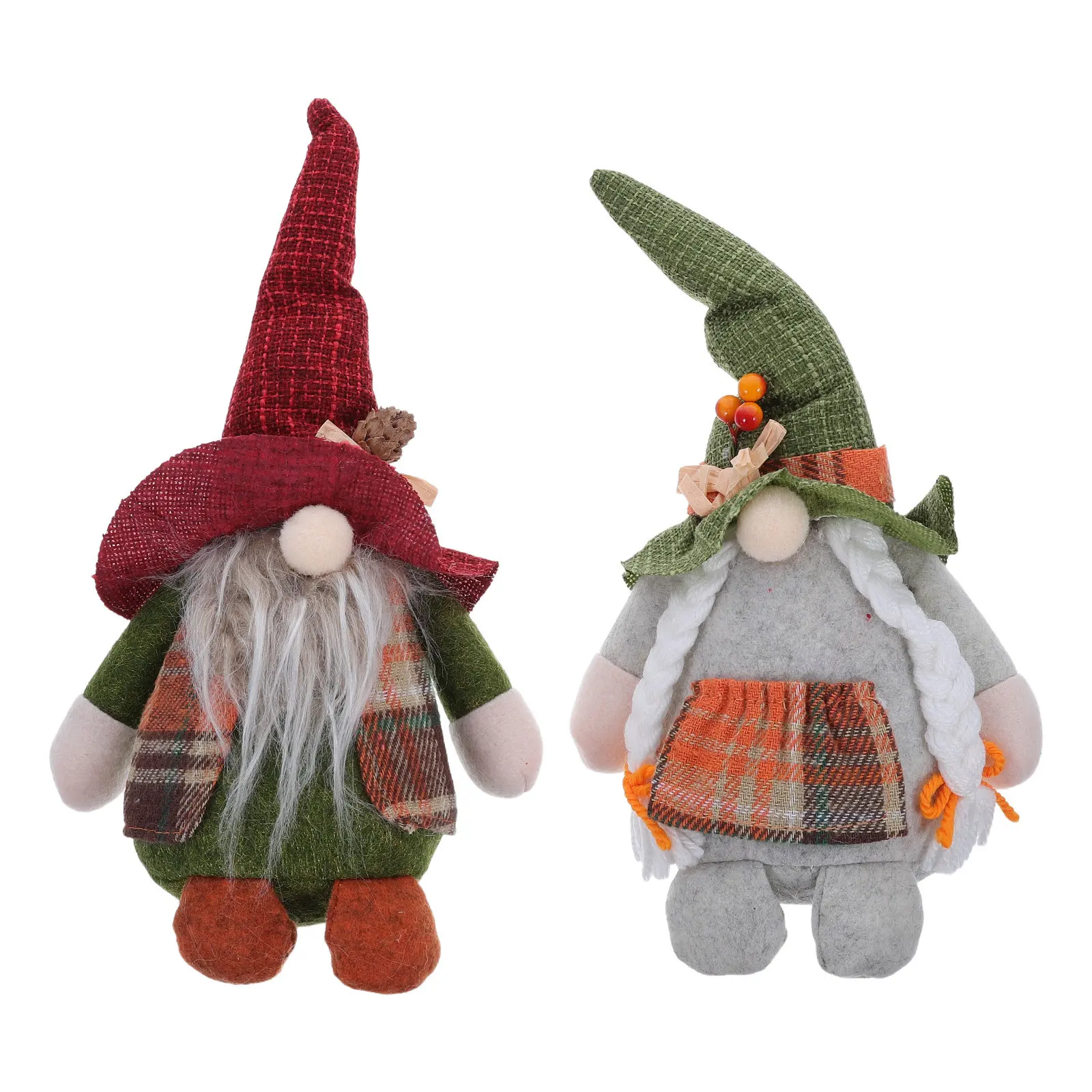 2 Pcs Rudolph Doll Christmas Table Centerpiece Cute Thanksgiving Decor Bearded Gnome Country Decorative Mini Dolls