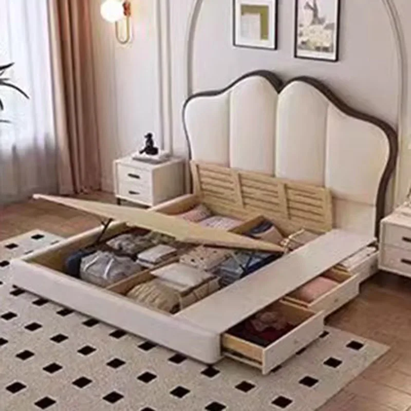 

Storage Floor Bed Modern Frame Wooden Modern European Design Beauty Bed Space Saving Safe Letto Matrimoniale Trendy Furniture