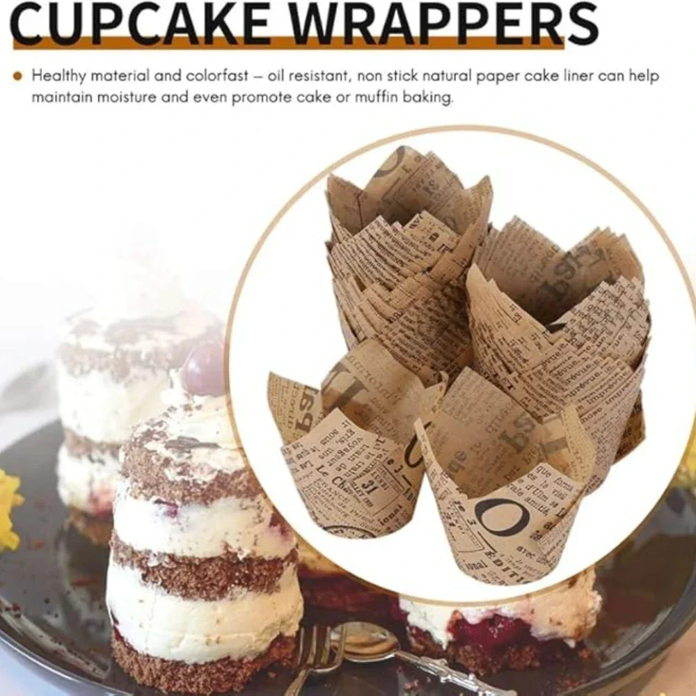50pcs Cupcake Liner Cupcake Mold Oil Proof and High Temperature Resistant Cake Liners for Wedding Birthday Party Baking Utensils