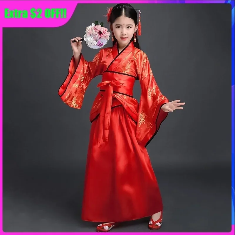 Antico vestito cinese ragazze bambini Kimono tradizionale etnico Fan studenti Chorus Dance Costume giapponese Yukata Kimono Style