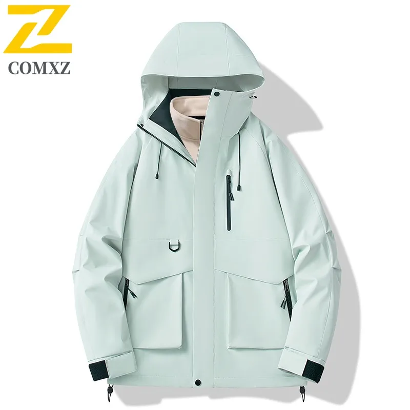COMXZ الرجال معطف غير نافذ للمطر 3 في 1 مقنعين في الهواء الطلق تسلق العمل سترة واقية سترة التخييم عالية الجودة مقاومة للخدش ملابس خارجية #3