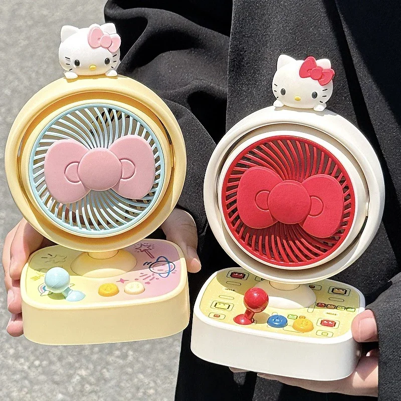 Hello Kitty Mini Desk Fan Portable Handheld Rechargeable Fan With Mist Spray Cooling Quiet For Office School Students