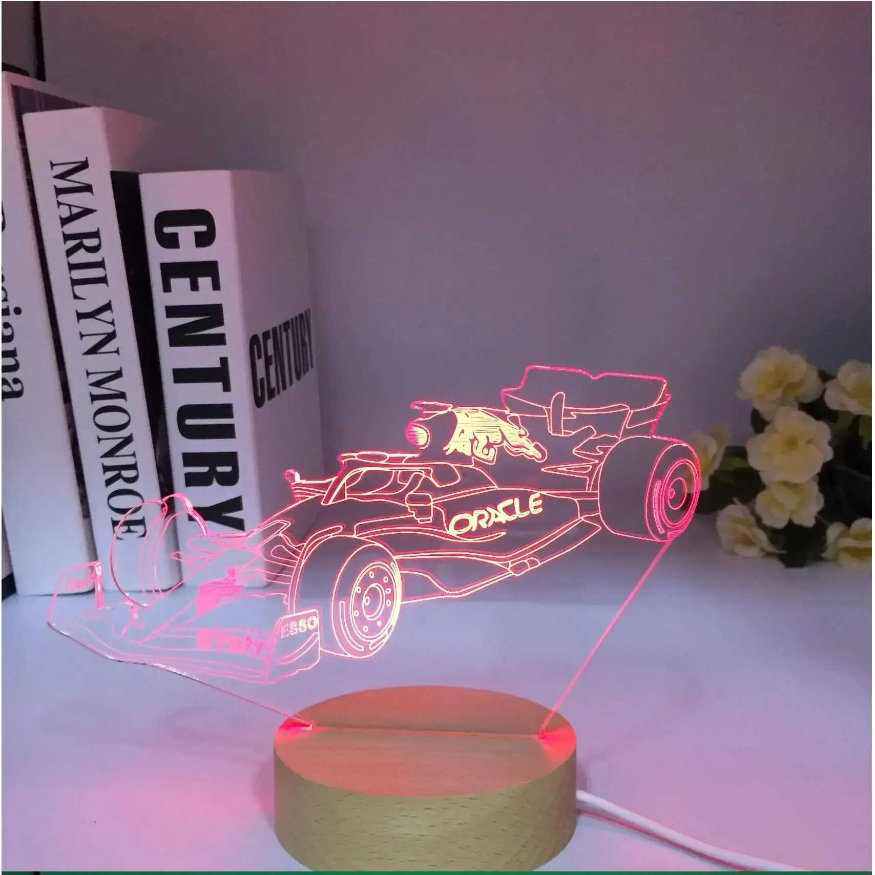 3D Illusion Lamp F1 Wooden Sports Car Nightlight for Child Bedroom Decor Color Changing Atmosphere Event Prize Led Night Light