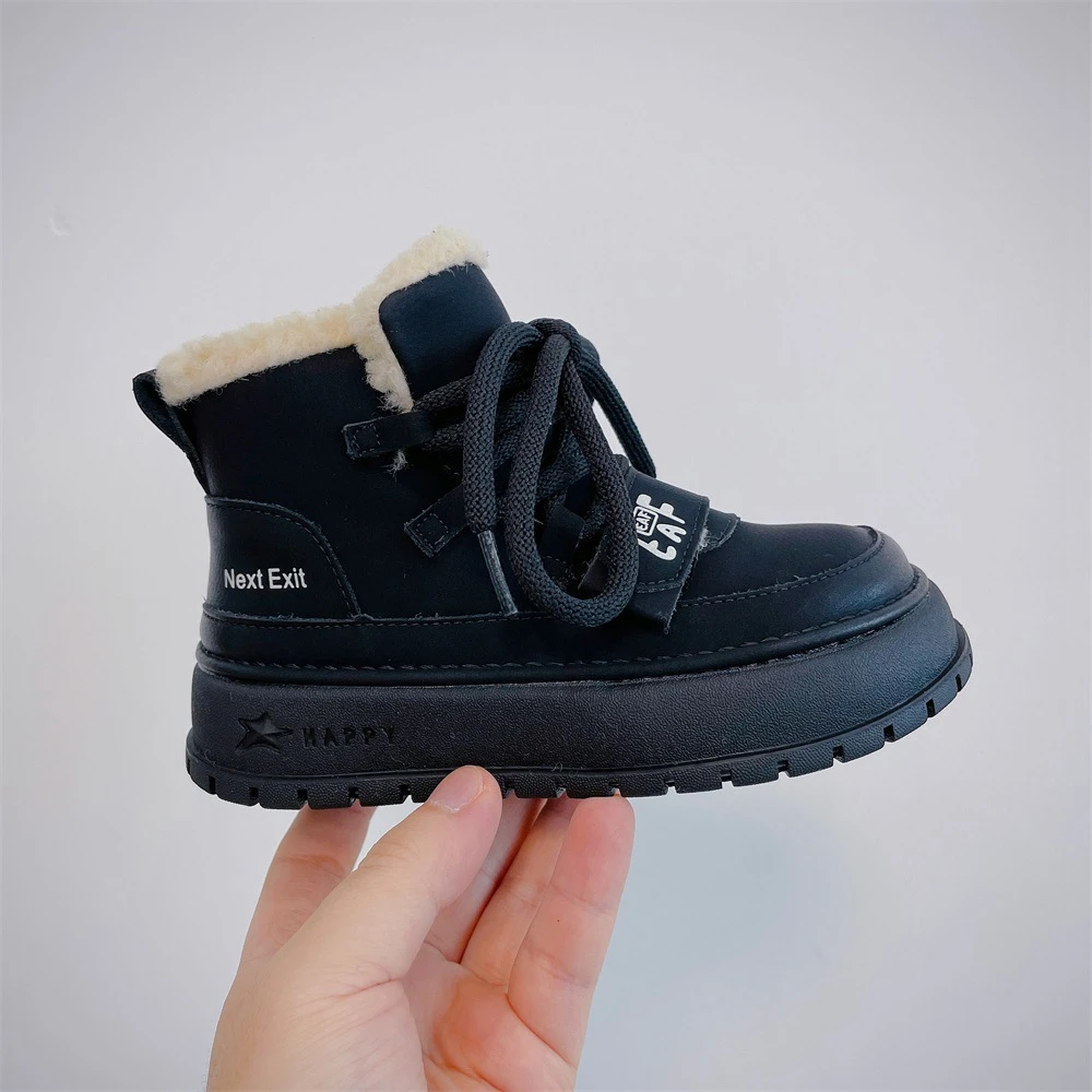 Winter Kid\'s baby boots soft sole children\'s snow boots boys and girls warm children toddler thick high top cotton shoes