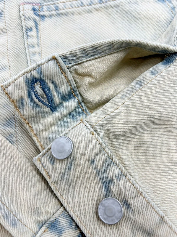 Dave&Di Minimalist Boyfriend Off Shoulder Denim Jacket Women Vintage Distressed Beige Denim Jacket Loose Bomber Jacket Ladies