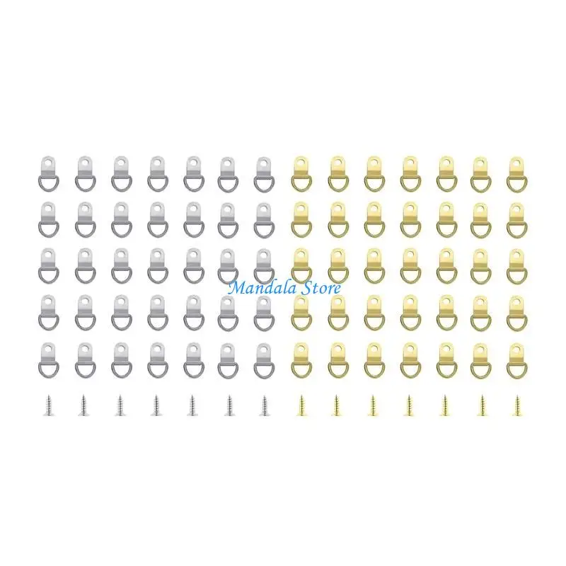 U2JC 100pcs Picture Hangers Strong Nickel Plated Frame Wire Set with Screws Canvas Hook Wall Bracket Hangers for Wall Decor