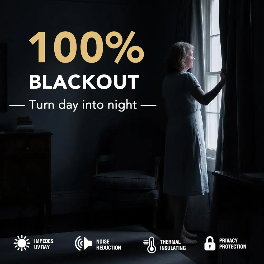 グレーのコーティングが施された完全遮光カーテン84枚、100％遮光、断熱、リビングルーム用2枚セット、ナチュラル