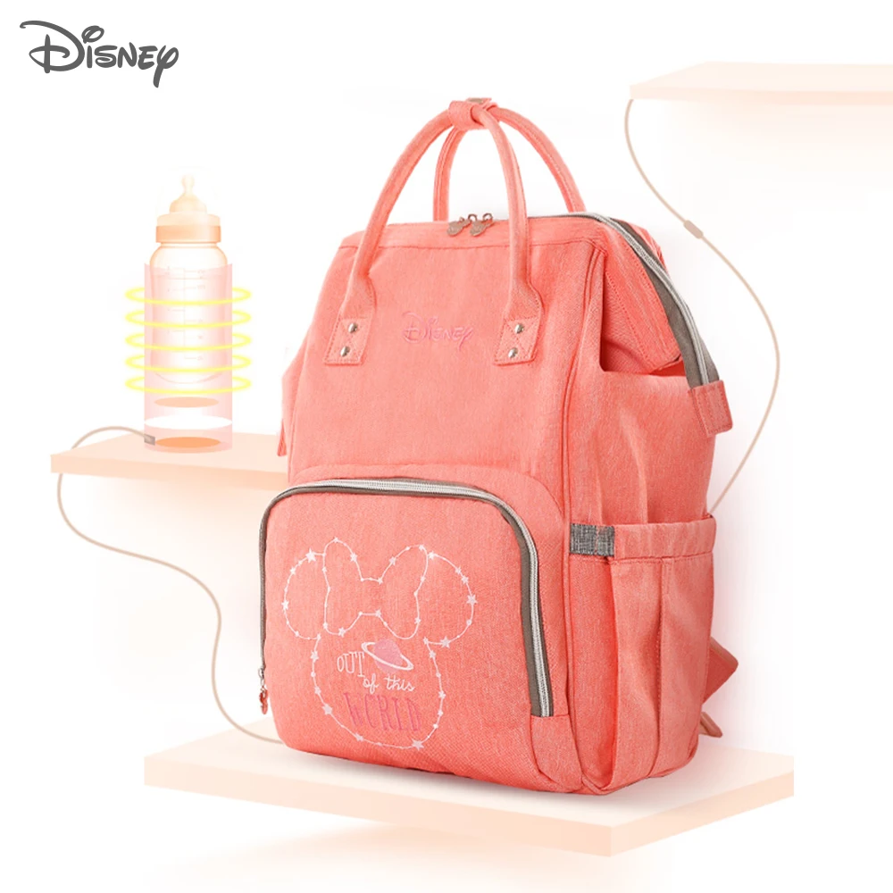 Disney Diaper Bag Mummy Backpack USB Bottle Heating Baby Bag Mommy Maternity Mother Nappy Stroller Backpack Wet Bag Mickey Mouse