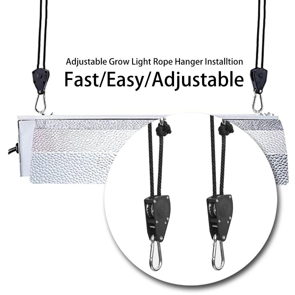 1/8" inch Adjustable Heavy Duty Rope Hanger Lifting Rope Plant Growth Tent Lanyard Lamp Hanging Rope Hook Hanging 2Pcs