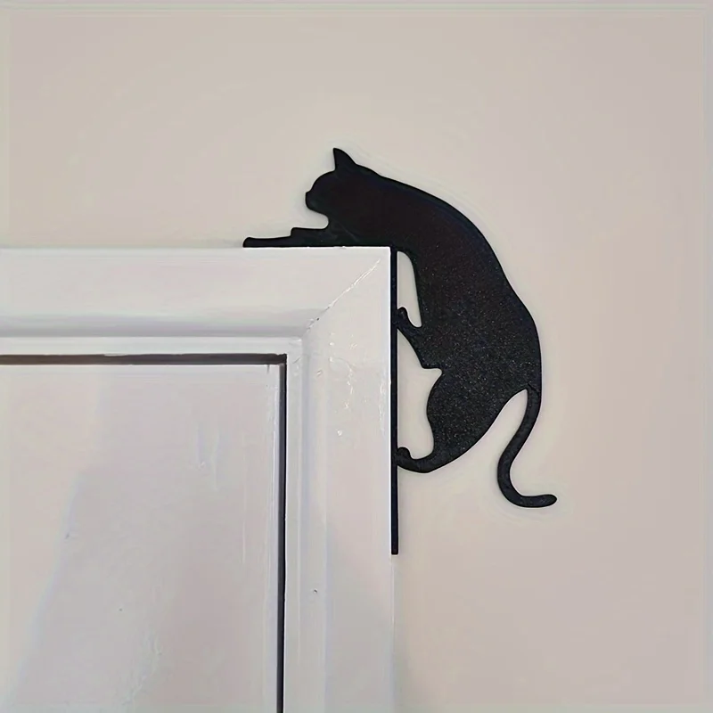 Charming Cat-Themed Metal Door Corner Decorations - Reusable, Matte Finish, Easy to Apply, Suitable for Halloween and Christmas Decorations in Homes and Offices