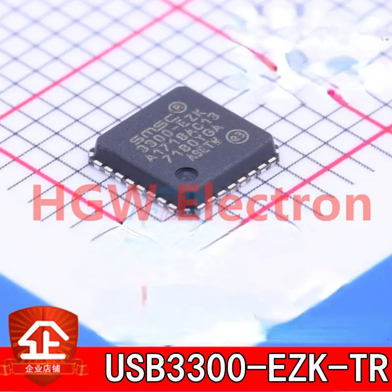 10pcs New and original USB3300-EZK-TR Screen printing:3300-EZK QFN32 USB The controller chip USB3300-EZK-TR QFN-32 USB3300-EZK