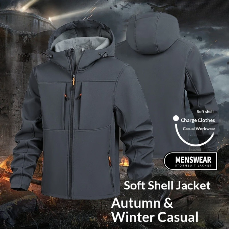 Veste Softshell imperméable pour hommes et femmes, coupe-vent à capuche, veste tactique de randonnée, coupe-vent multi-poches, manteau de travail