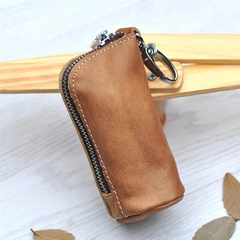 

CICICUFF Men Key Bag Genuine Cow Leather Buckets Keys Cases Pouch Zipper Keychain Auto Car Key Case Bag Women Home Key Holder