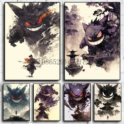 Pokemon Anime Figures Ink Painting Painting Canvas Painting Gengar Posters Prints Wall Art Picture for Living Room Children Gift
