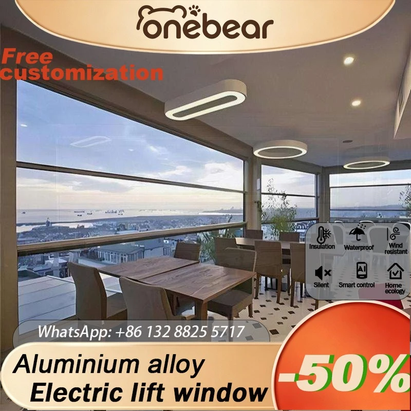 

Any Size Custom New Smart Lift Aluminum Window Voice Control Soundproof Large View For Balcony Enclosure Villa Bedroom