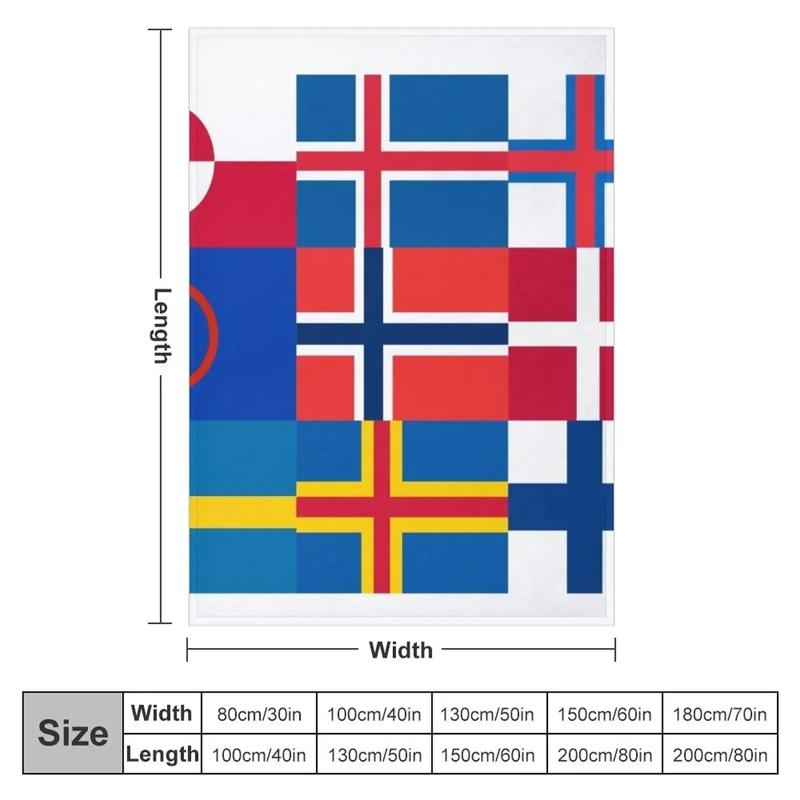 Nordic Flags Geo East to West Throw Blanket Flannel Fabric For Decorative Sofa Warm Blankets