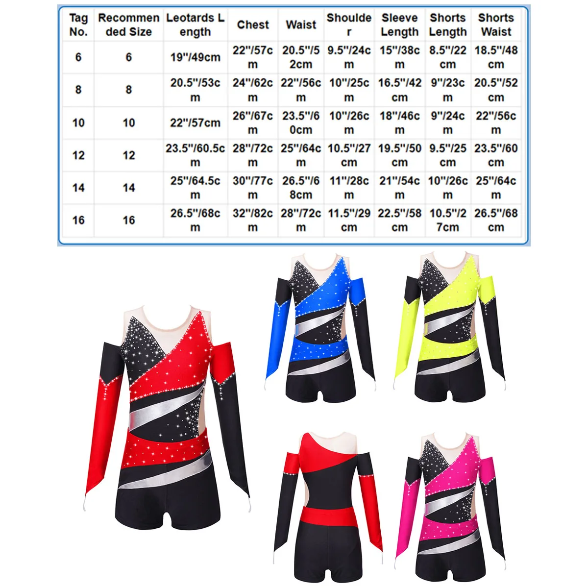 Kids Girls Rhinestone Ballet Dance Outfits Gymnastics Leotard+Shorts Dancewear Set Figure Skaitng Gymnastics Bodysuit Jumpsuit