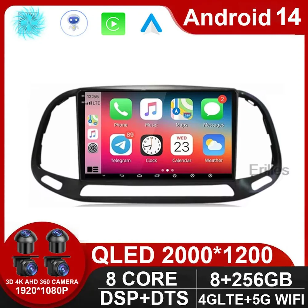 

Android 14 Car Radio Stereo QLED Screen For FIAT DOBLO 2016 - 2019 GPS Player Multimedia Carplay Autoradio Head Unit Navigation