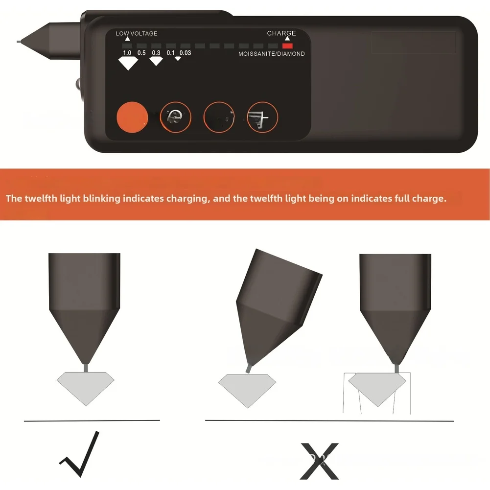 Electronic Gem Identification Device with LCD Screen LED Light and Audio for Jewelry Testing at For Home or On-the-Go