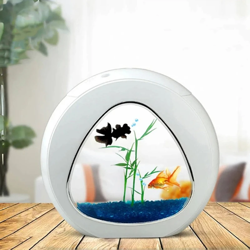 

Mini Aquariums Desktop Acrylic Fish Tank Creative LED Lighting Filter Goldfish Tanks Household Small Decorations Aquariums