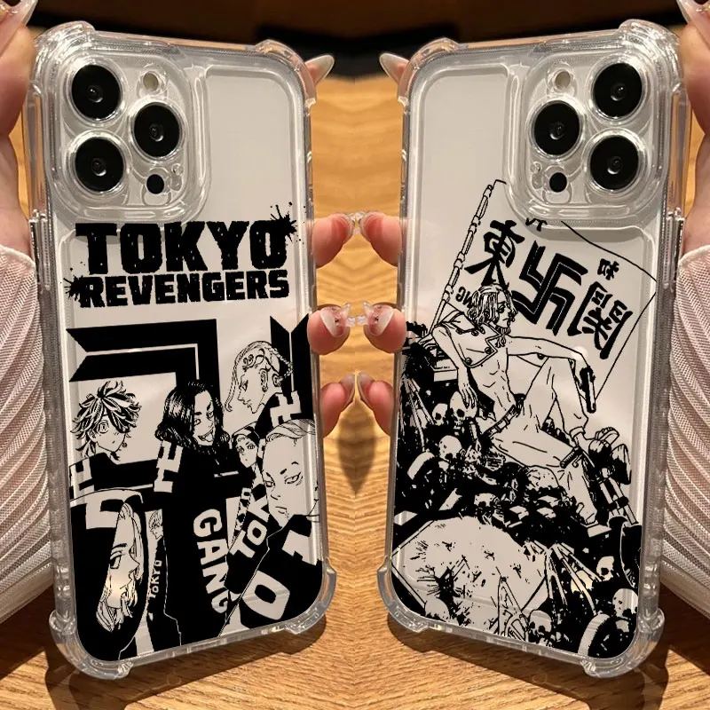 Tokyos Revengers Anime-Handyhülle, transparent, für iPhone 17, 16, 14, 15, 11, 12, 13 Pro Max, 16E, 16 Plus 17, weiche, stoßfeste Silikonhülle