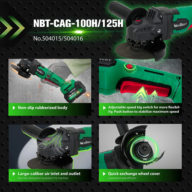 

NewBeat Аккумуляторная угловая шлифовальная машина 125 мм с аккумулятором и зарядным устройством Микроугловые шлифовальные машины