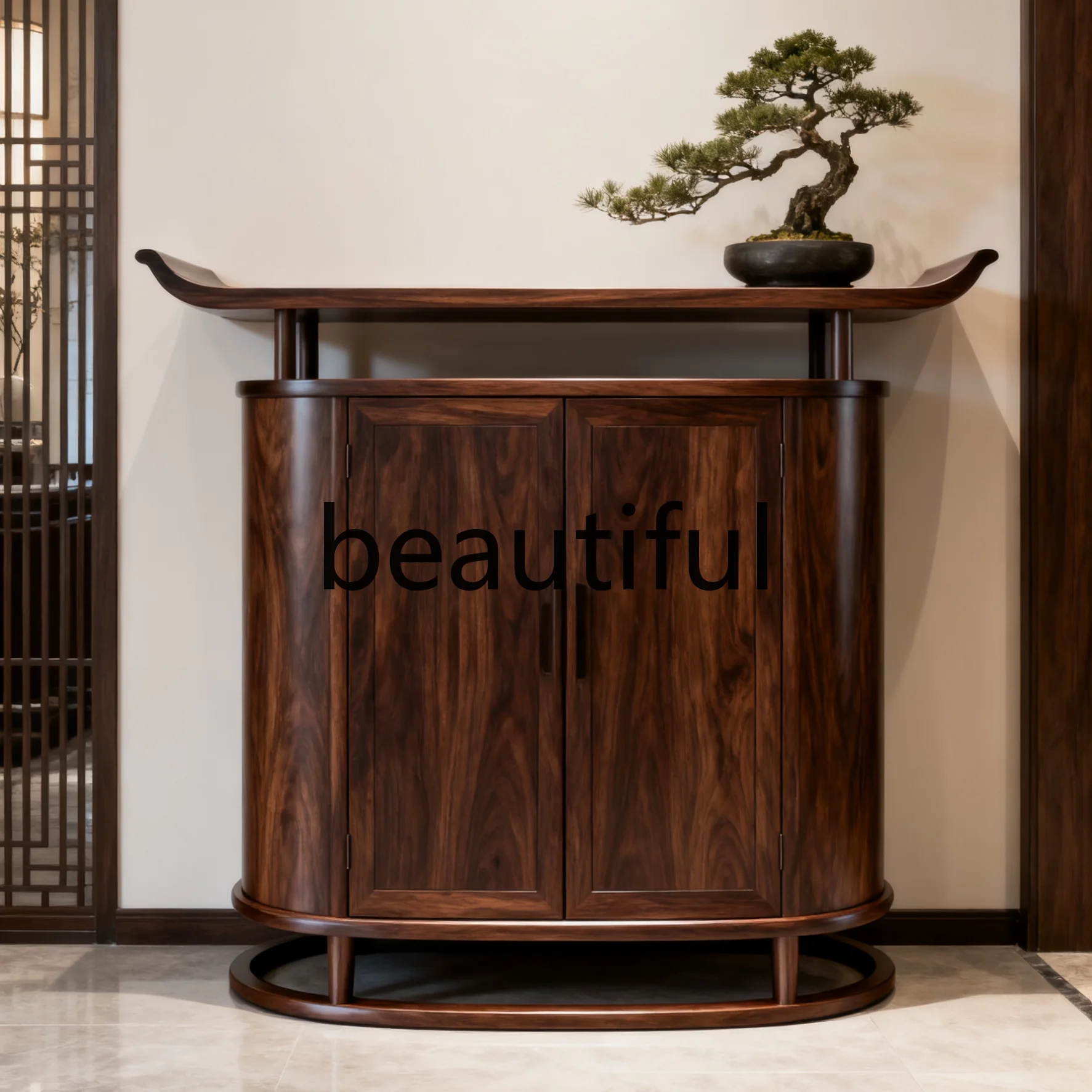 New Chinese style, entrance hall, antique art semicircular arc entrance cabinet