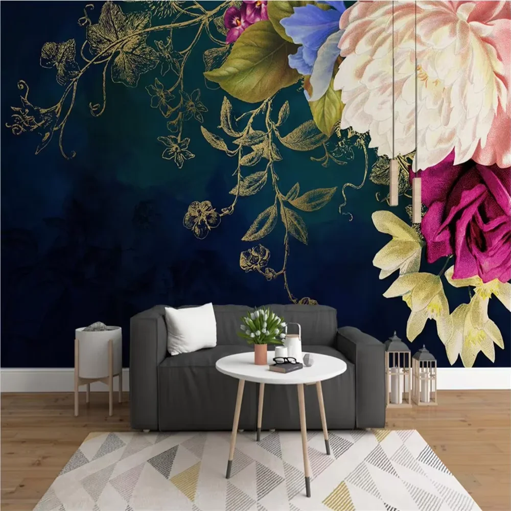 Custom 3D papel mural Wallpaper flower rose Photo Wall Painting wallpapers for Living Room Theme Hotel Luxury bedroom home decor
