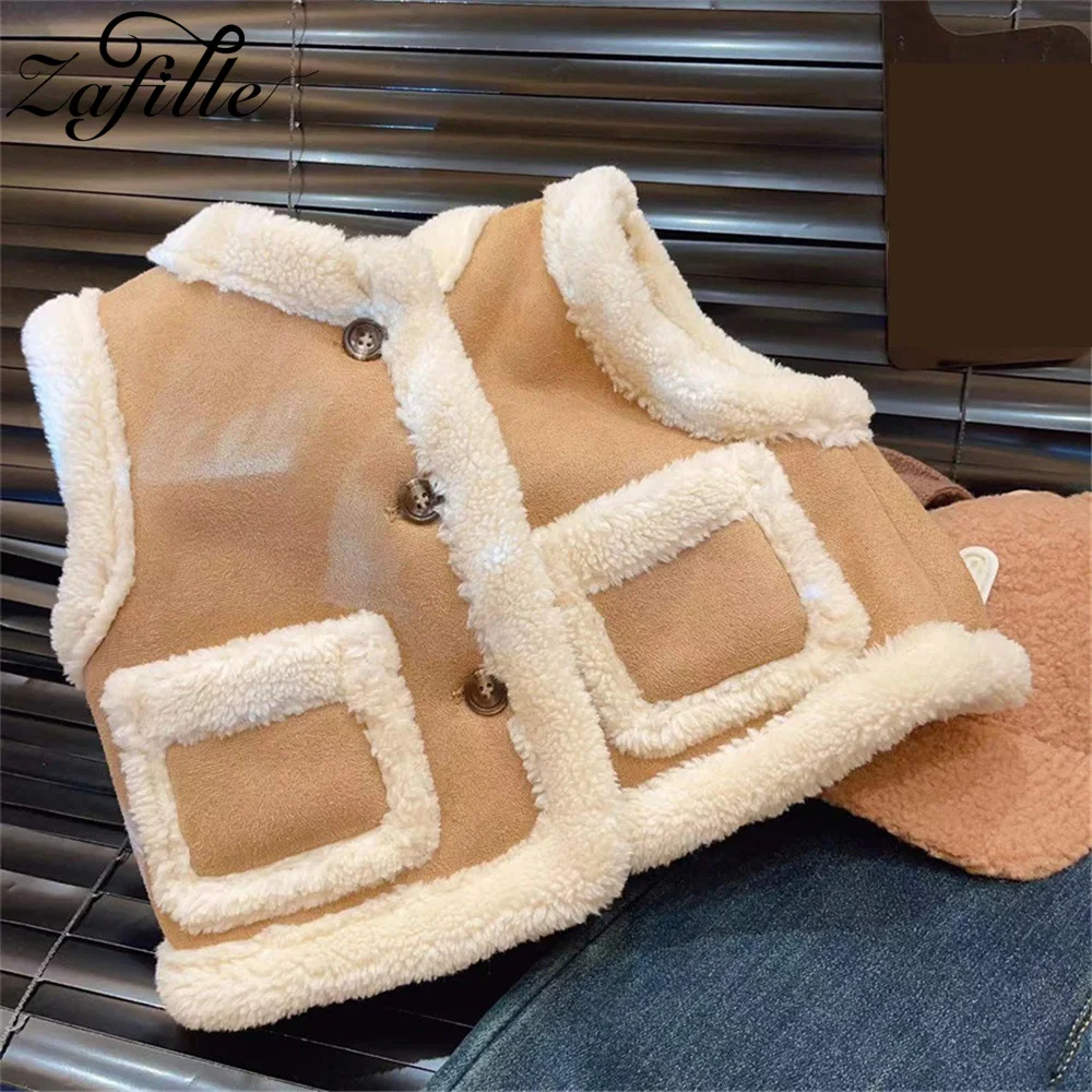 ZAFILLE Newest Kids Girls Thickened Vest Coat Berber Fleece Baby Jackets Fashion Toddler Boys Clothes Winter Children's Outfits