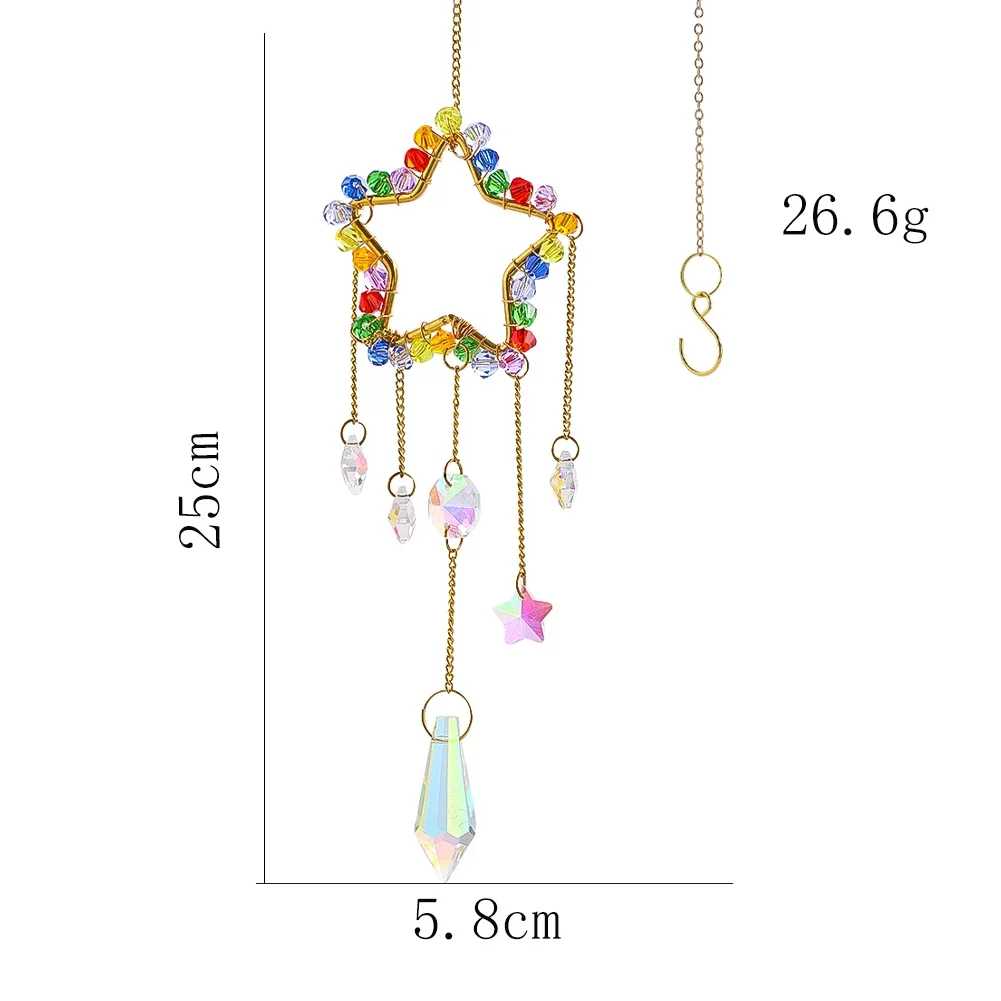 Crystal Prism Sun Catcher Pentagram Window Living Room Decorated with Colorful Pendant Seven-color Pointed Bead Crystal Crafts