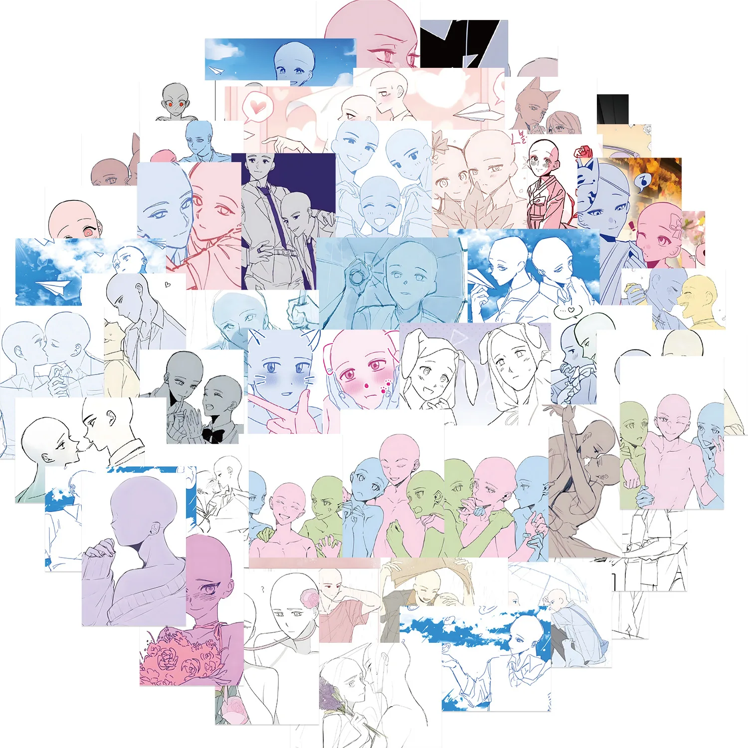 Modèle de peinture OC, autocollant de dessin animé bidimensionnel, décoration DIY, étanche, Skateboard, carnet de notes, jouet Graffiti, 64 pièces