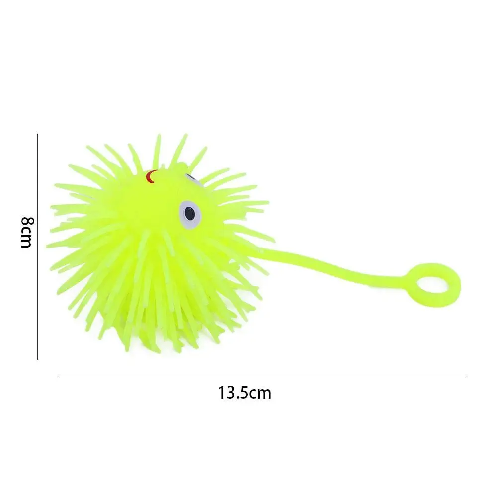 1PC Color Random Kids Gifts Children Adult Rubber Toy LED Light Up Toy Glowing Hair Flash Ball Vent Ball Elastic Glow Hair Ball