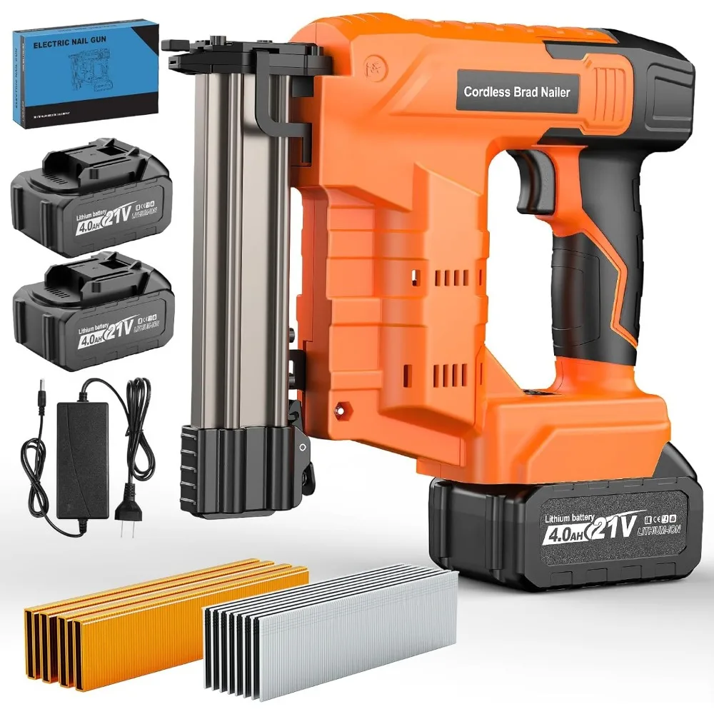 

Nail Gun Cordless with Battery 4.0Ah× 2, 2-in-1 18 Gauge Brad Nailer & Stapler, Includes 1600 Nails/Staples, Dual Mode Electric
